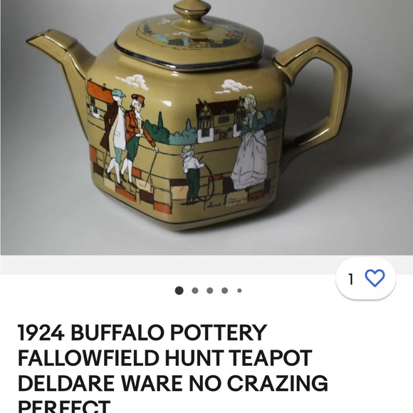 Tea pot.. Antique Buffalo pottery. 1924 Fallowfield hunting scene.Deldare Ware. - Picture 2 of 5